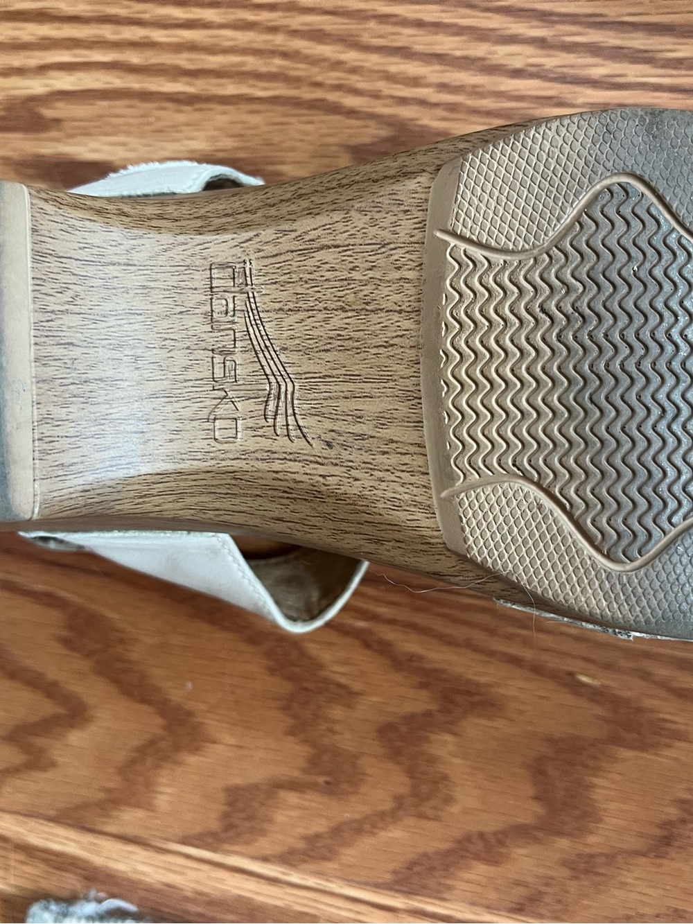 Dansko Cream Leather Wedge Sandal with Neutral Upper - Picture 3 of 3